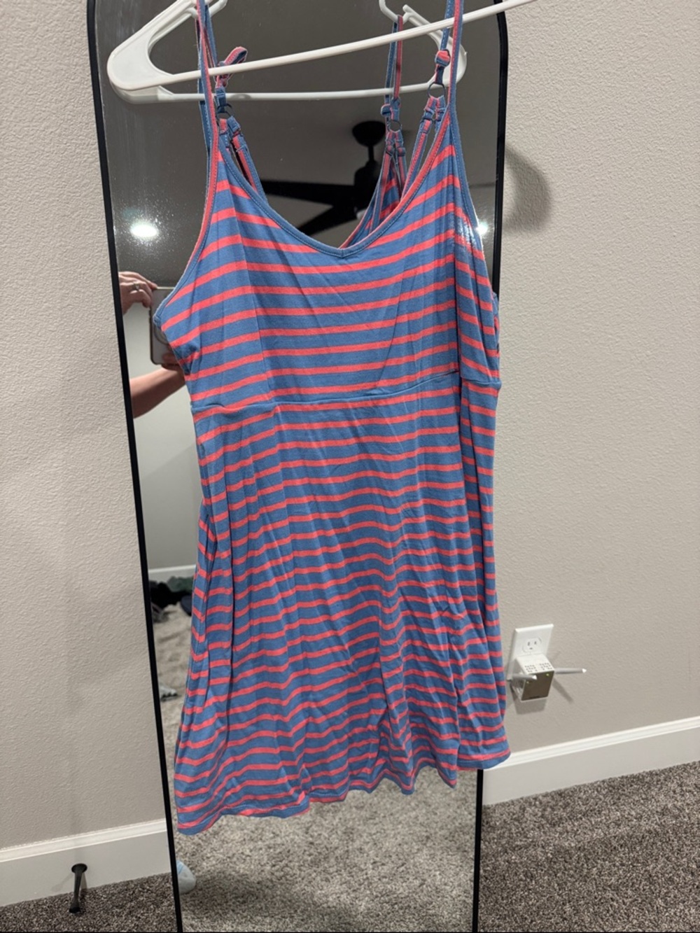 Volcom Blue and Coral Striped Tank Top